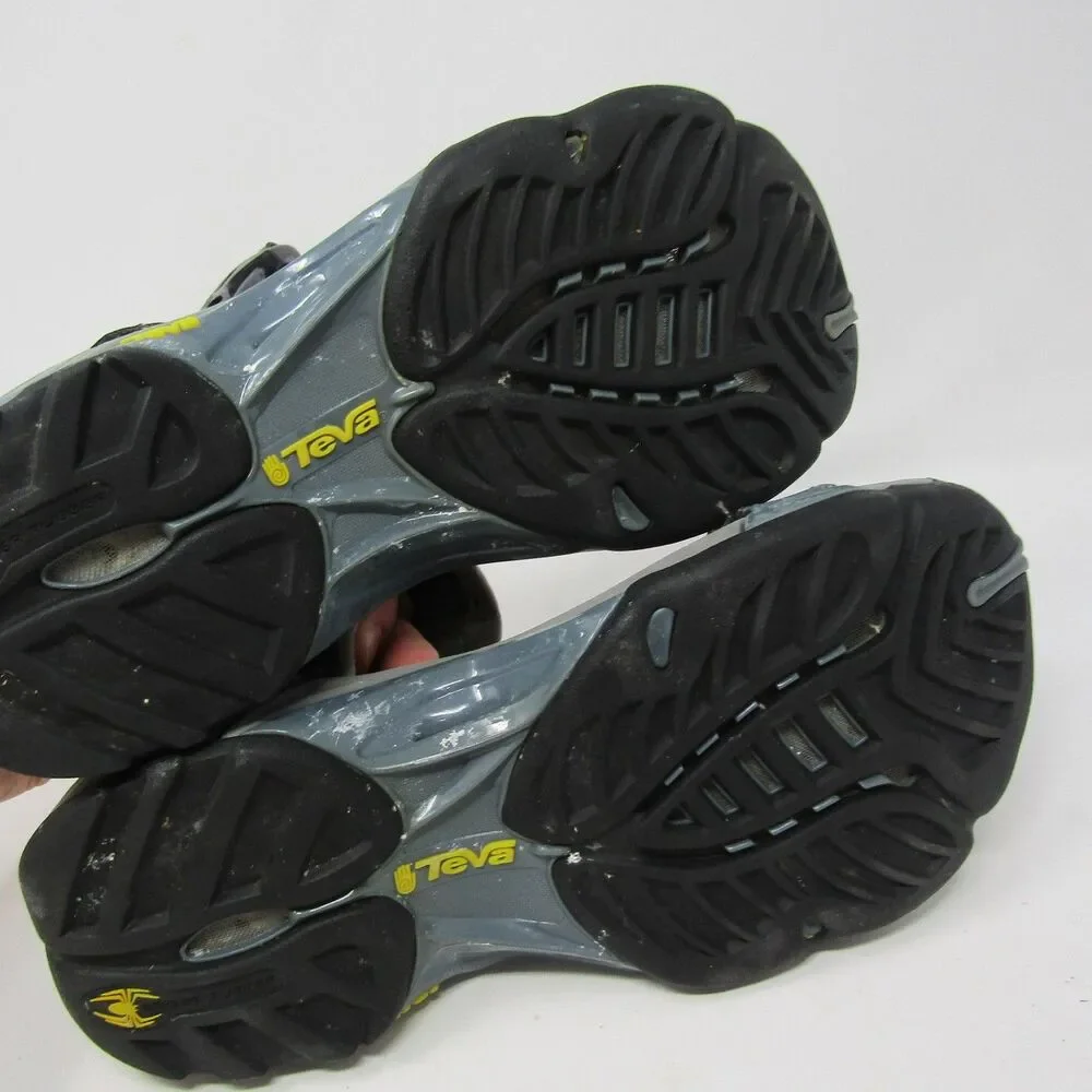 Teva Men's River Water Sandals Gray Blue Yellow Hook & Loop Adjustable US 7.5